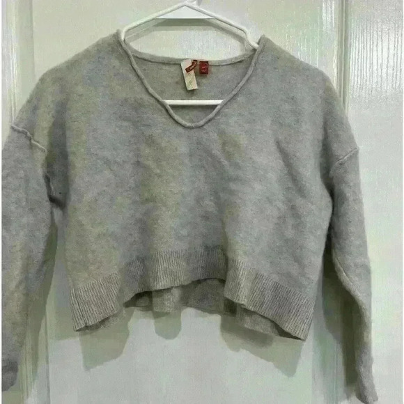 Pilcro Anthropologie XS cropped 100% Cashmere Sweater gray - Picture 1 of 5